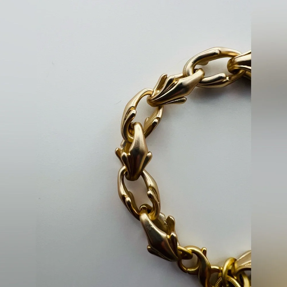 Matte Gold Chunky Link Bracelet with Double S Clasp - Picture 4 of 5